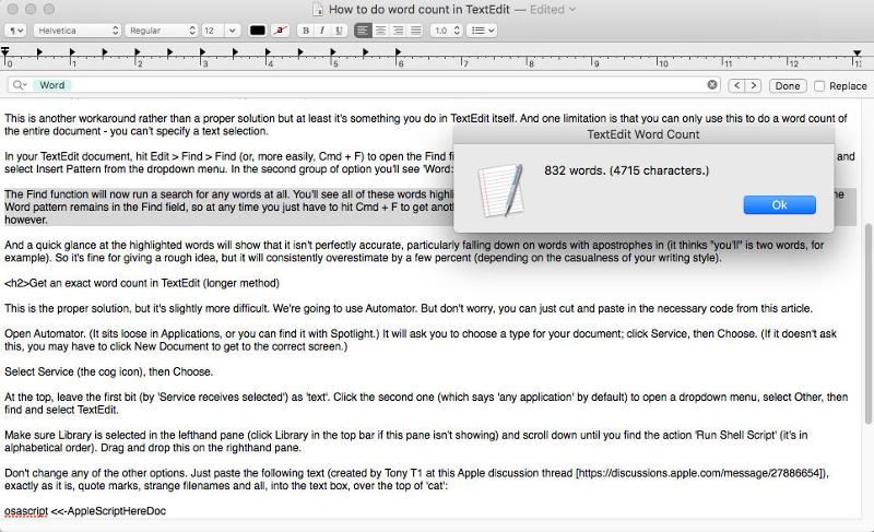get a word count on word for mac